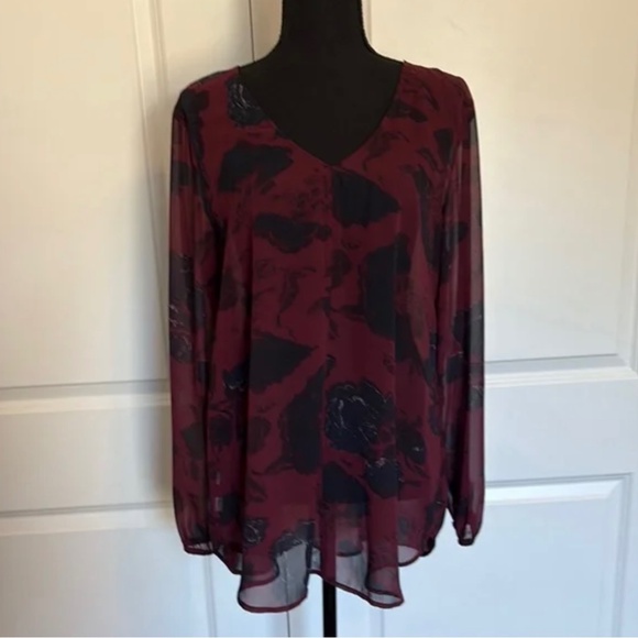 Loft Floral Sheer Blouse - Picture 1 of 7